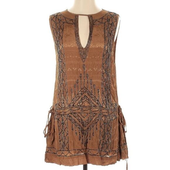 Free People Love Story Beaded Aztec Tribal Mini XS Dress - Picture 2 of 12